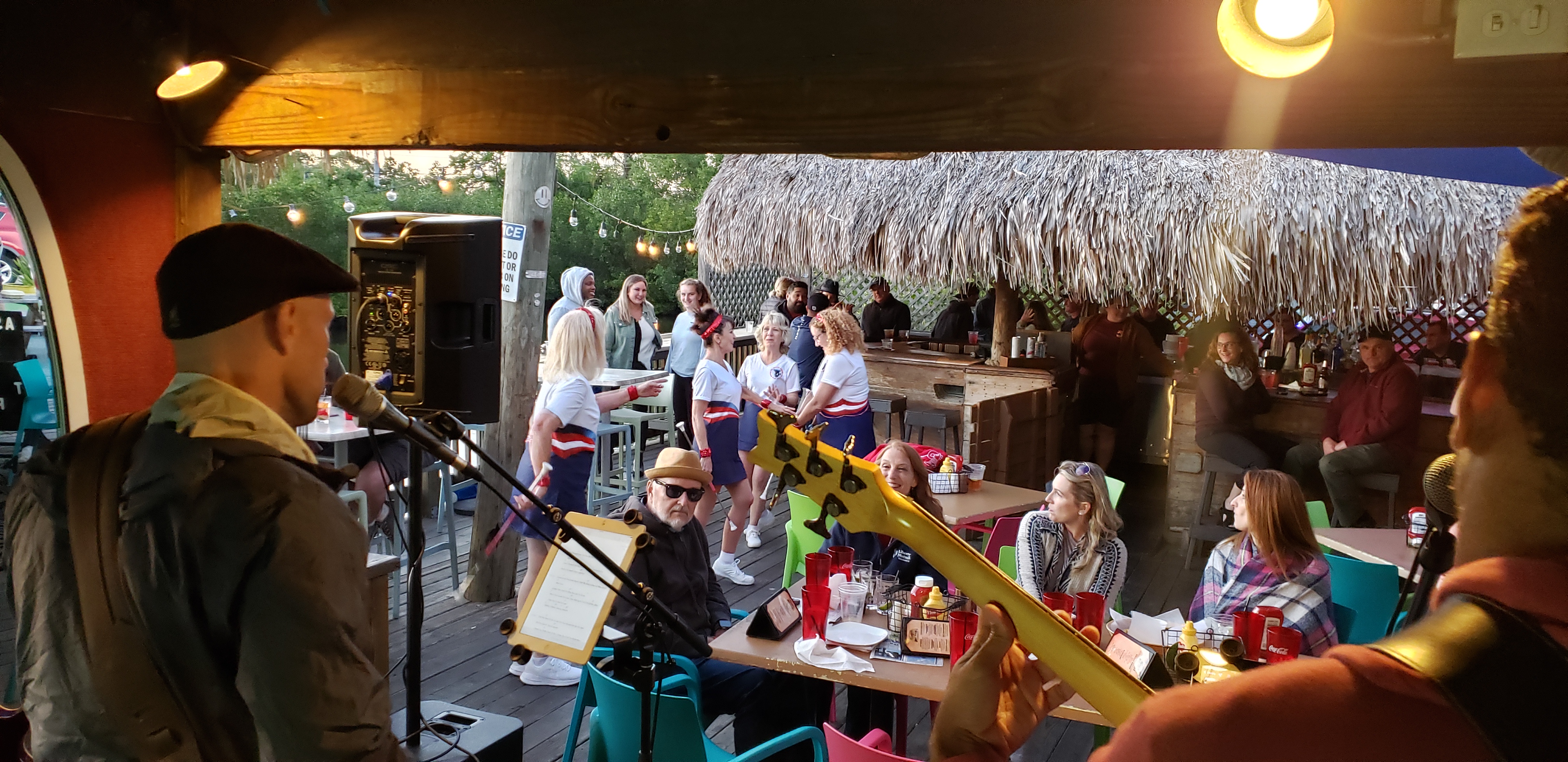 Performing for outdoor crowd